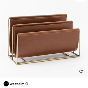 West Elm Leather and Gold Mail Invoice Organizer